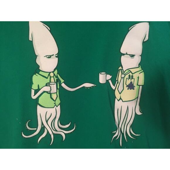Shirt Woot Humor - Office Worker Squid w Fountain Pen Ink Stain Pocket Nerd 3X - Picture 1 of 5